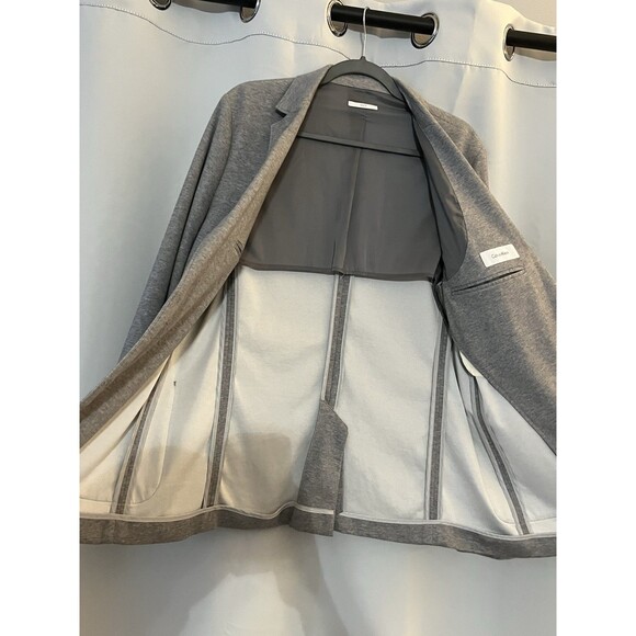Calvin Klein Mens Blazer Jacket Gray Knit Casual Sport Coat Size L Single Button - Picture 5 of 14
